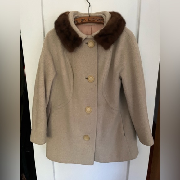 Vintage 1960s Camel Hair and Fur Coat - Picture 1 of 10